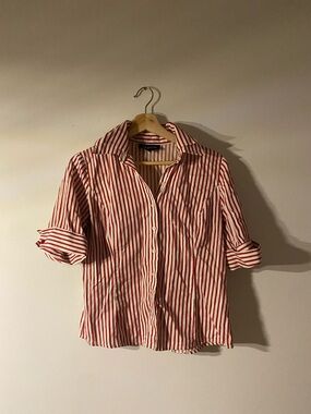 Jones New York Red and White Striped Shirt